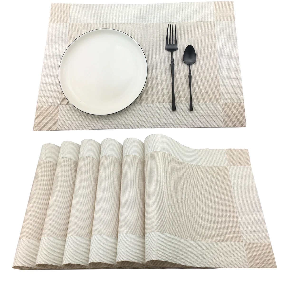 JANKNG 6Pcs Beige Vinyl Placemats Non-Slip Washable PVC Place Mats Brown Blue Heat Resistant Dining Table Mats
JANKNG 6Pcs Beige Vinyl Placemats Non-Slip Washable PVC Place Mats Brown Blue Heat Resistant Dining Table Mats