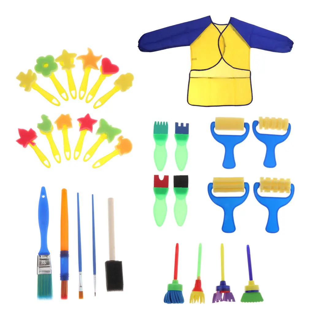 Children Kids Crafts Art Drawing Colorful Sponge Brushes w/ Painting Apron Tool Set Fun Toy
Children Kids Crafts Art Drawing Colorful Sponge Brushes w/ Painting Apron Tool Set Fun Toy