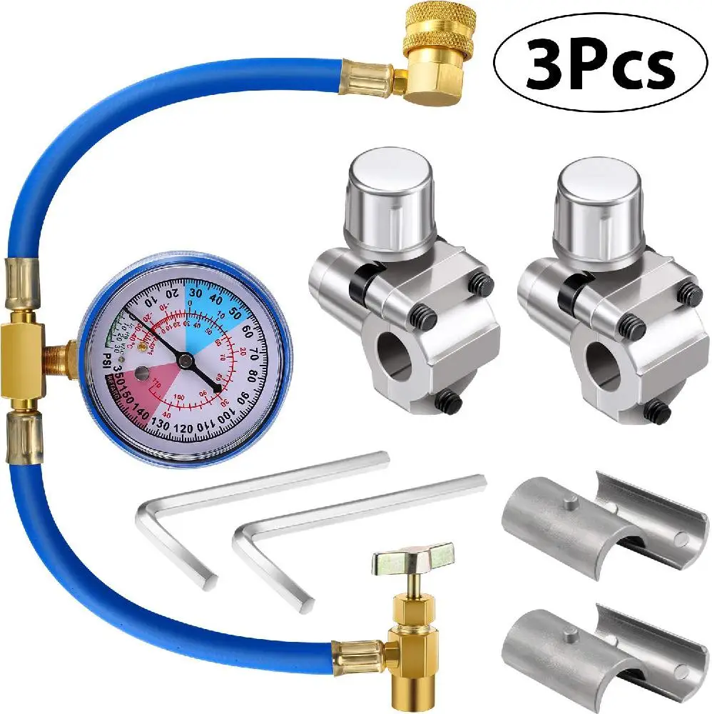 3pcs Automobile Air Conditioner Refrigerant Piercing Tap Valve Kits U-Charging Hose Refrigerant Can Tap with Gauge Car Parts
3pcs Automobile Air Conditioner Refrigerant Piercing Tap Valve Kits U-Charging Hose Refrigerant Can Tap with Gauge Car Parts