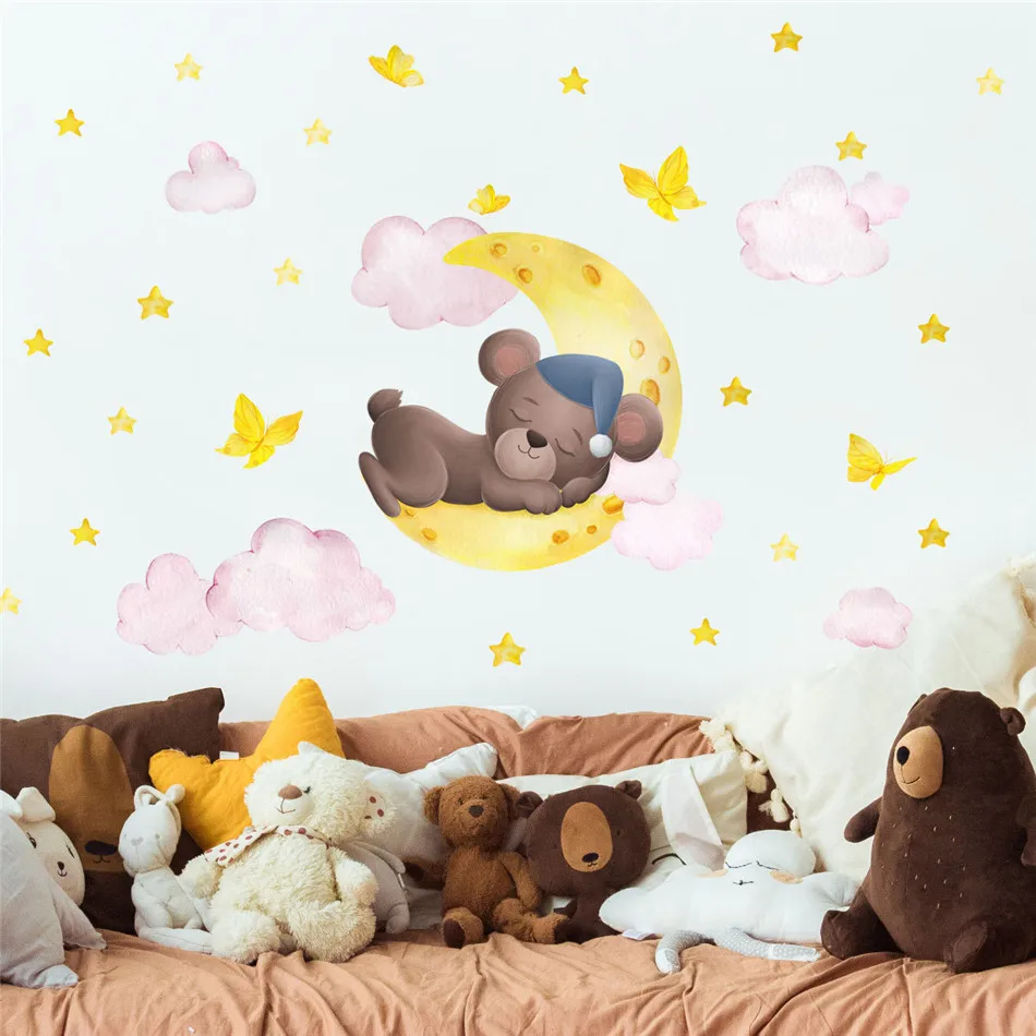 Tofok Creative Children's Room With Cartoon Bear Lying On The Crescent Moon Wall Stickers Decorative Self-adhesive Paper
Tofok Creative Children's Room With Cartoon Bear Lying On The Crescent Moon Wall Stickers Decorative Self-adhesive Paper