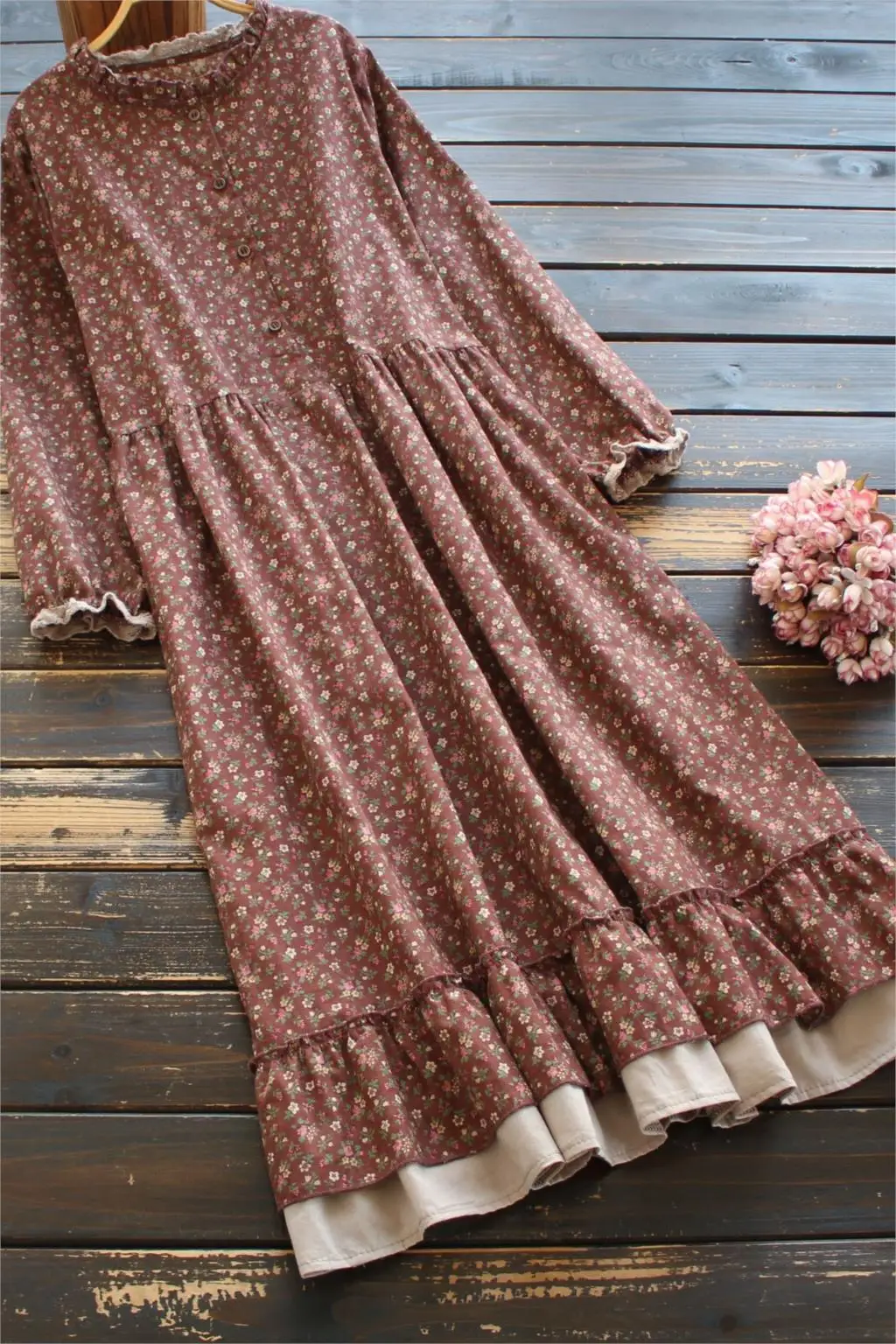 New Spring Women'S Art Commuter Loose Lotus Leaf Collar Floral Print Double Hem Cotton Linen Dress
New Spring Women'S Art Commuter Loose Lotus Leaf Collar Floral Print Double Hem Cotton Linen Dress