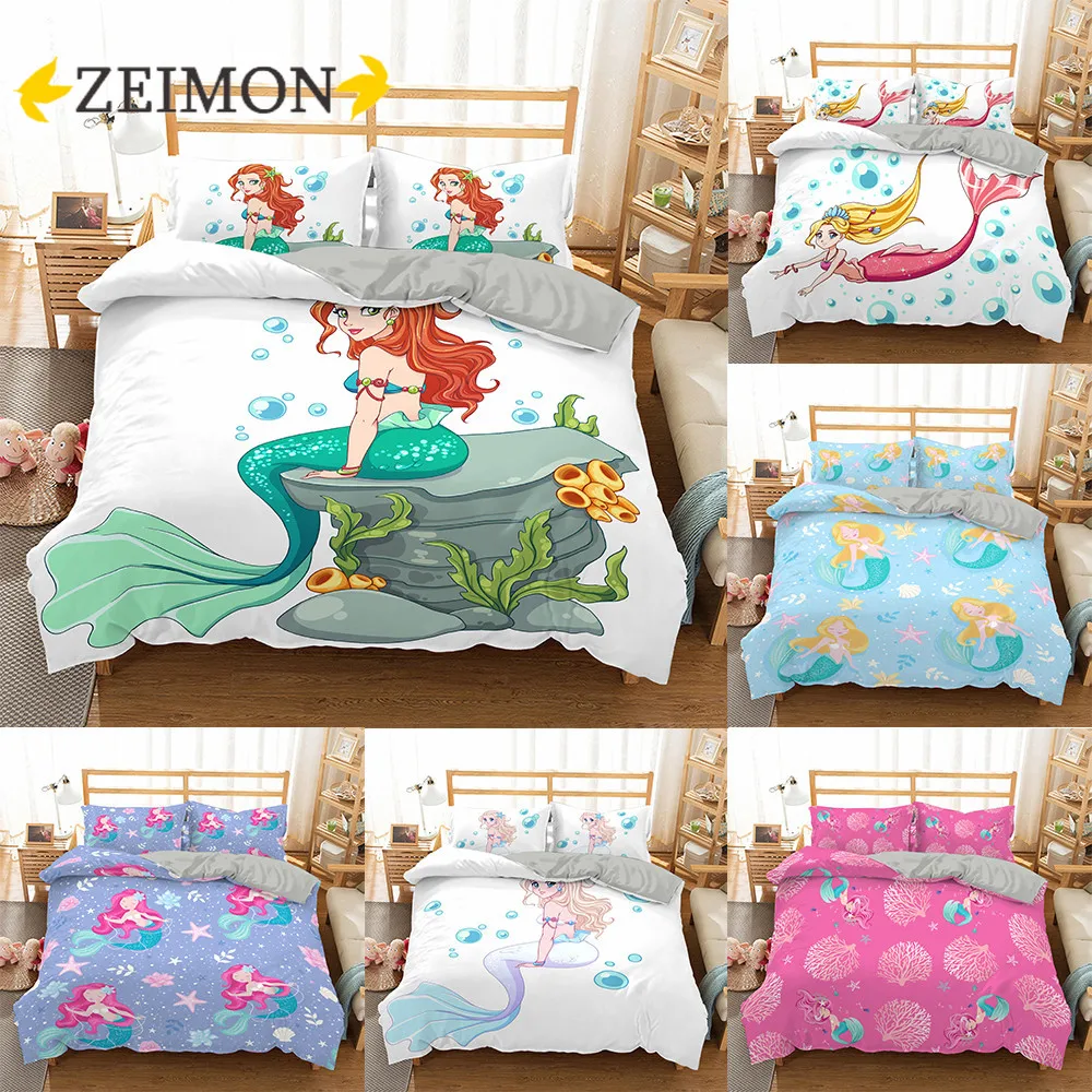 ZEIMON Cartoon Mermaid Bedding Set Polyester Adult/kids Girl Duvet Cover Quilt Cover Pillowcase Students Bed cover Set
ZEIMON Cartoon Mermaid Bedding Set Polyester Adult/kids Girl Duvet Cover Quilt Cover Pillowcase Students Bed cover Set