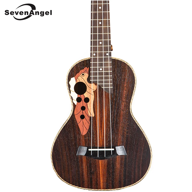 

SevenAngel Brand 26 inch Tenor Ukulele Grape Sound Hole Hawaiian Guitar 4 Strings Rosewood Electric Ukelele with Pickup EQ
