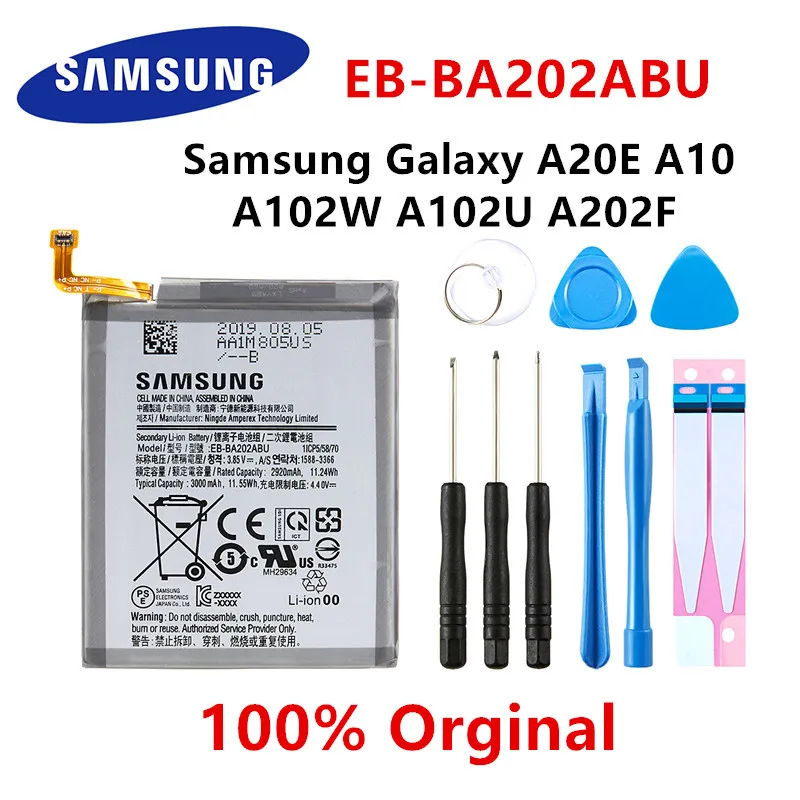 SAMSUNG оригинальная EB BA202ABU 3000 мА/ч батарея для Samsung Galaxy A20e A10e A102W A102U A202F SM A202F/DS