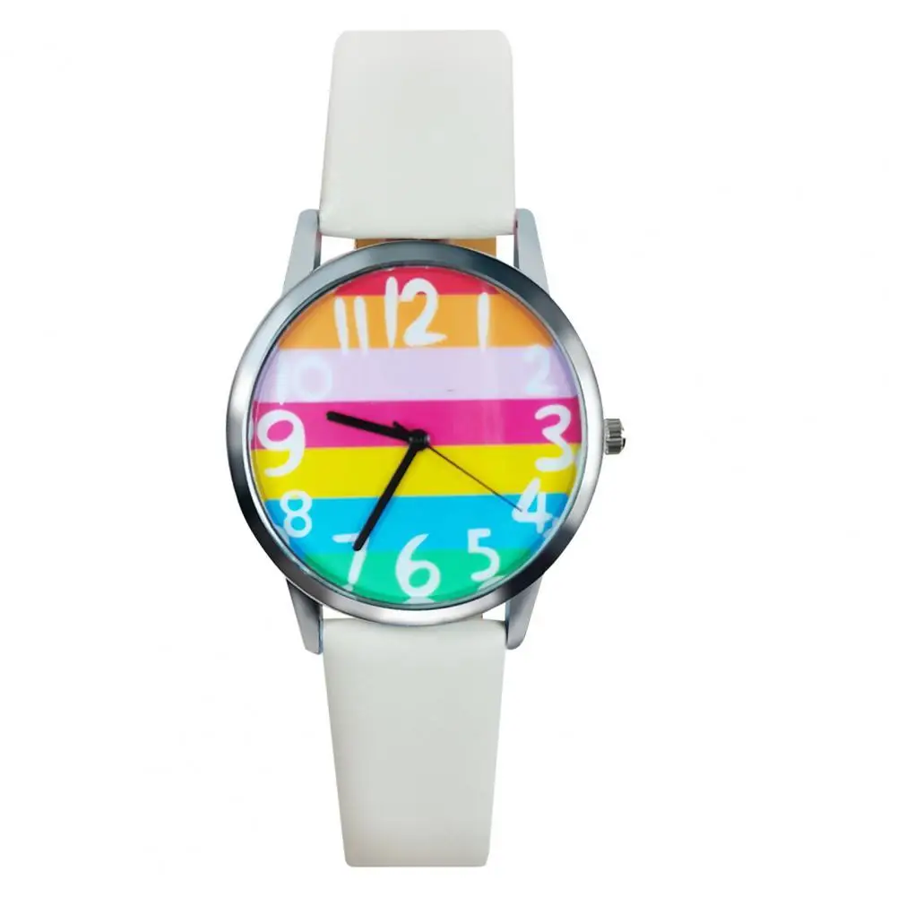 2021 New Fashion Simple cute Women Rainbow Stripe Dial Accurate Quartz Movement Alloy Number Quartz Wristwatch for Office
2021 New Fashion Simple cute Women Rainbow Stripe Dial Accurate Quartz Movement Alloy Number Quartz Wristwatch for Office