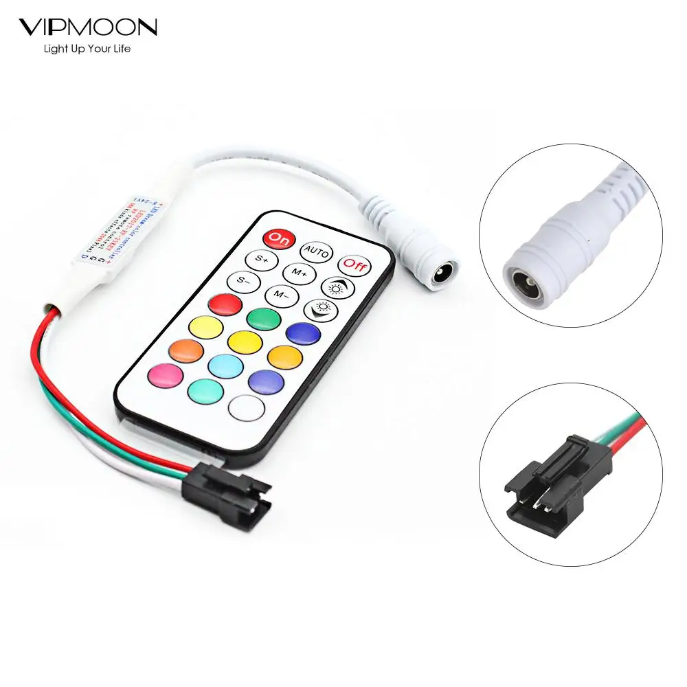 VIPMOON 5-24V Mini 21 Key RF Remote Controller For WS2811 WS2812B Dream Color Flexible LED Strip Light
VIPMOON 5-24V Mini 21 Key RF Remote Controller For WS2811 WS2812B Dream Color Flexible LED Strip Light