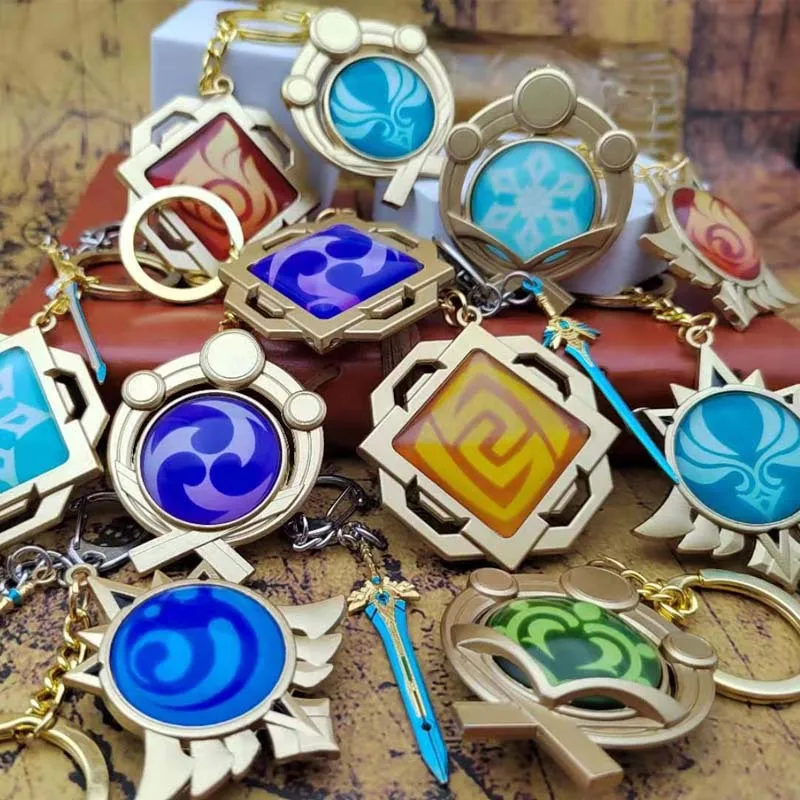 

Anime Keychain Game Genshin Impact Element Vision God's Eye Mondstadt Liyue Harbor Acrylic Key Chain Ring Jewelry Gifts