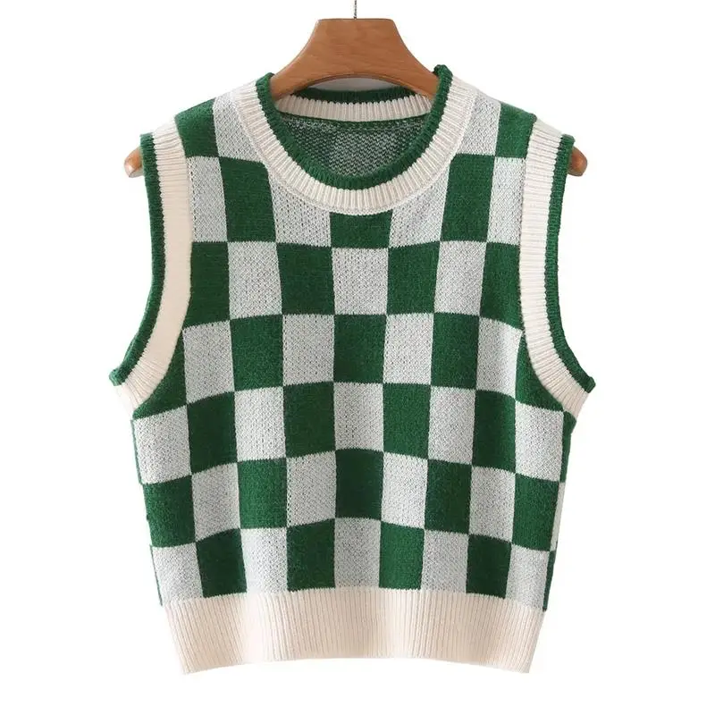 ZXQJ Women 2021 Fashion Loose Check Knit Vest Sweater Vintage V Neck Sleeveless Female Waistcoat Chic Tops
ZXQJ Women 2021 Fashion Loose Check Knit Vest Sweater Vintage V Neck Sleeveless Female Waistcoat Chic Tops