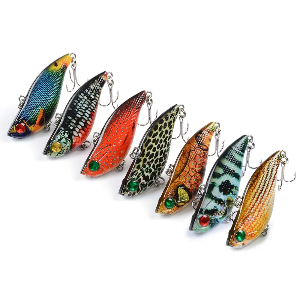 Lixada 7PCS Artificial Hard Fishing Lures Set 5.8cm 13.5g VIB with Treble Hooks 3D Eyes Lifelike fishing tackles | Спорт и