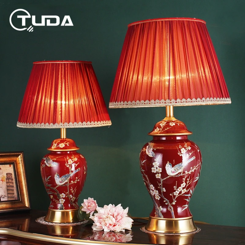 TUDA 40x67cm New Chinese Style Classical Red Flower Bird Ceramic Table Lamp For Living Room Bedroom Bedside Lamp Wedding Room
TUDA 40x67cm New Chinese Style Classical Red Flower Bird Ceramic Table Lamp For Living Room Bedroom Bedside Lamp Wedding Room