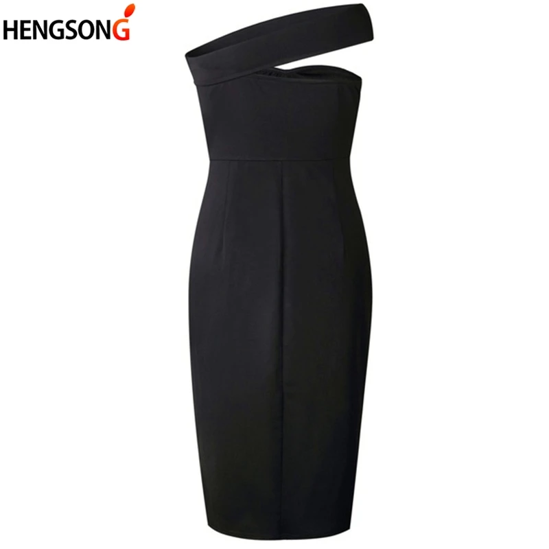New Women's Dresses Sexy One Shoulder Dress Slim Sheath Dress Side Split Strapless Club Party Dress Ladies
