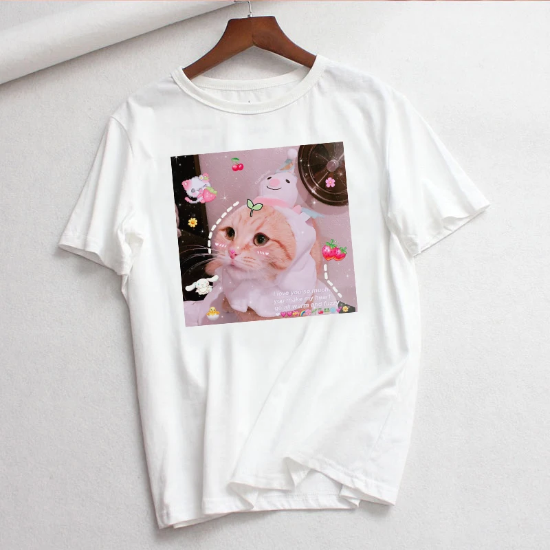 Cat Funny T Shirt Women Kawaii Print Short Sleeved O-neck T-shirt Vintage Ullzang Tshirt Harajuku Top Tees Female Clothing
Cat Funny T Shirt Women Kawaii Print Short Sleeved O-neck T-shirt Vintage Ullzang Tshirt Harajuku Top Tees Female Clothing