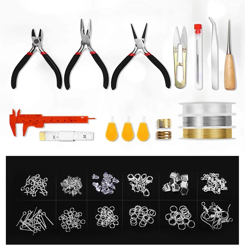 Jewelry Production Supplies Set, Jewelry Tools Pliers, Beads String Storage Box, Used for Jewelry Repair Beads 
Jewelry Production Supplies Set, Jewelry Tools Pliers, Beads String Storage Box, Used for Jewelry Repair Beads