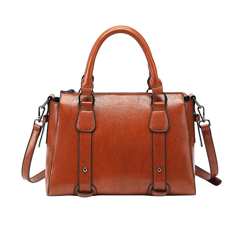 

Bag Female New European and American Fashion Commuter Bag Wax Leather Shoulder Handbag All-match Factory Outlet