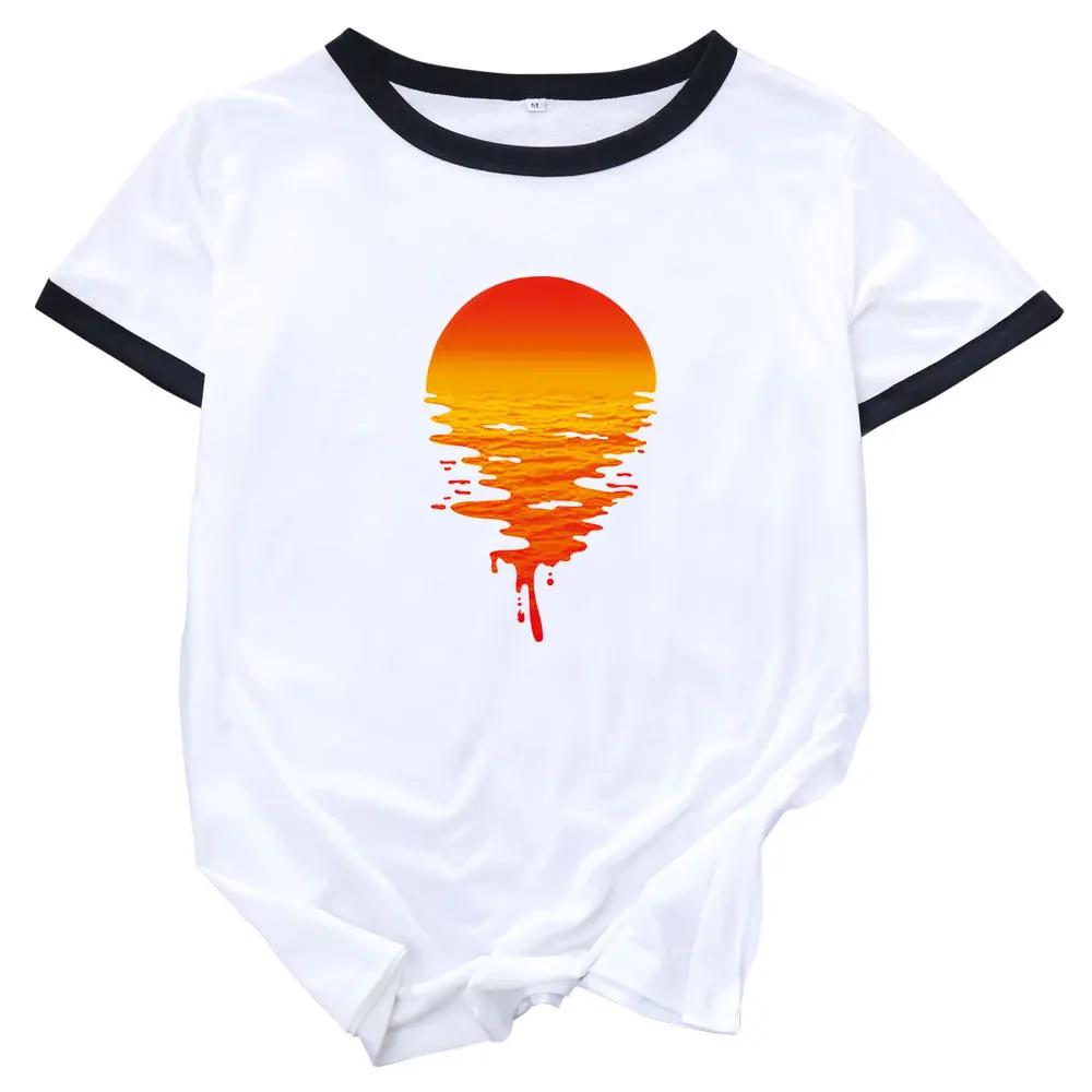Nature Sunset Sea Beach Surf Womens Colorblock Crewneck Short Shleeve Cotton Blend Summer T-shirts Graphic Tees Female Print Top
Nature Sunset Sea Beach Surf Womens Colorblock Crewneck Short Shleeve Cotton Blend Summer T-shirts Graphic Tees Female Print Top