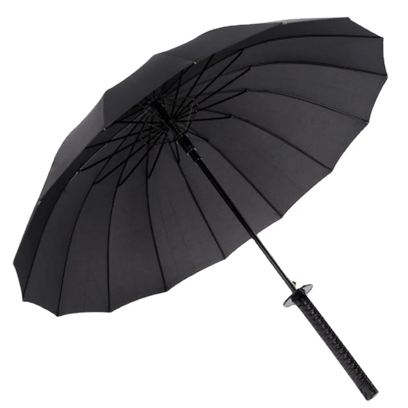 Дизайнерский зонт-катана черный деловой Зонт самурая с защитой от ветра и