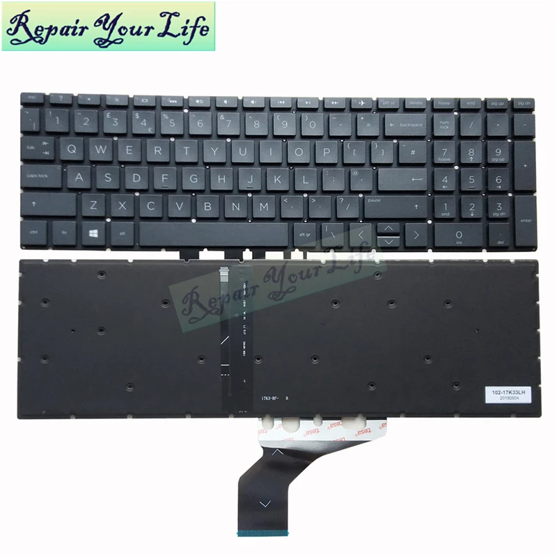 

laptop keyboard for HP Pavilion 15-DB 15-DR 250 255 G7 15-DA UK black with backlit new HPM17K3 L12731-031 backlight hot sale