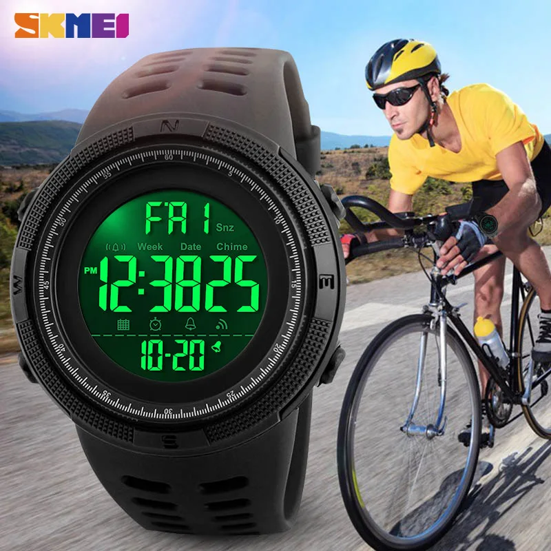 Мужские спортивные часы SKMEI водонепроницаемые цифровые с шагомером Bluetooth 50