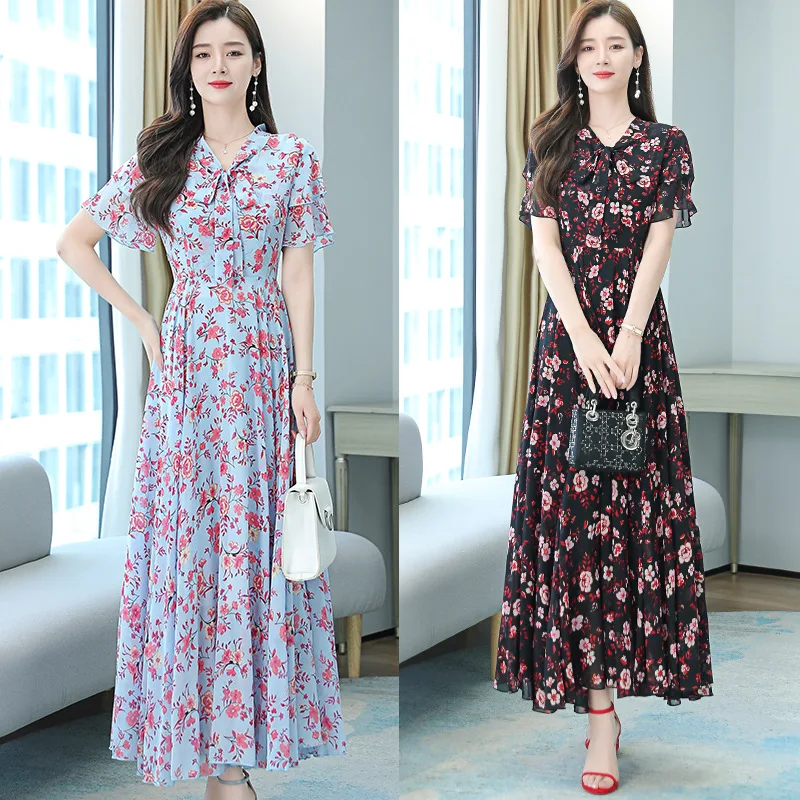 In the summer of 2021, the new waist is tall, slim and long, and the printed fairy short-sleeved dress is retro and large
In the summer of 2021, the new waist is tall, slim and long, and the printed fairy short-sleeved dress is retro and large