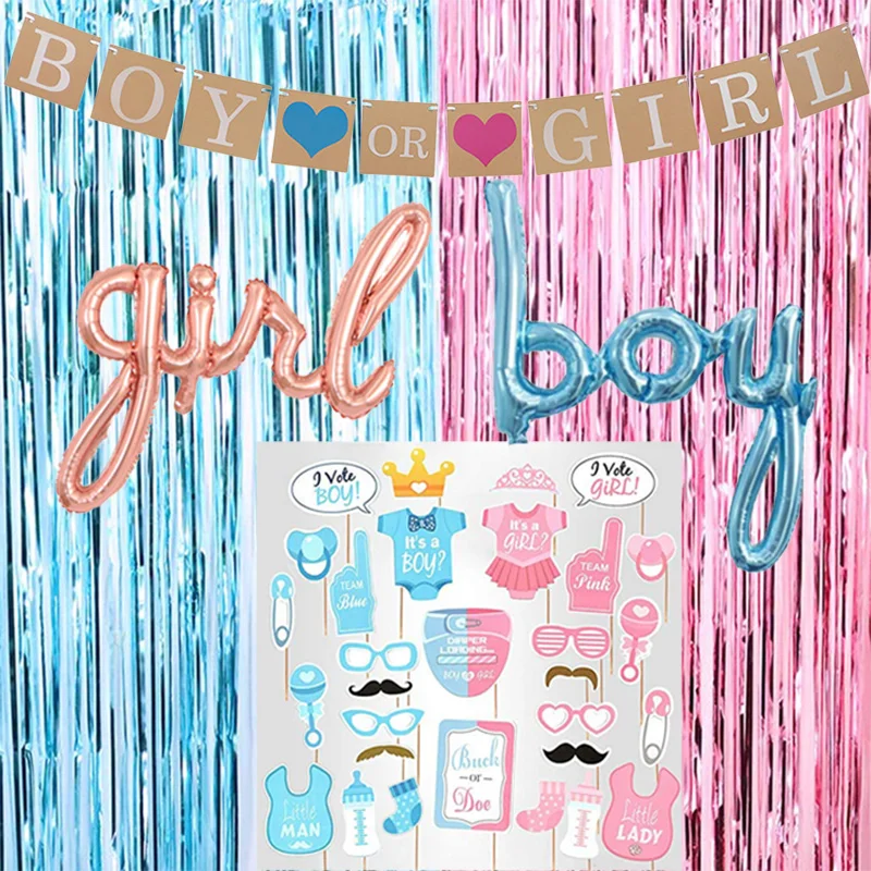 Gender Reveal Party Decoration Set Boy or Girl Balloons Banner Garland Rain Curtain Photo Booth Props Baby Shower Supplies
Gender Reveal Party Decoration Set Boy or Girl Balloons Banner Garland Rain Curtain Photo Booth Props Baby Shower Supplies