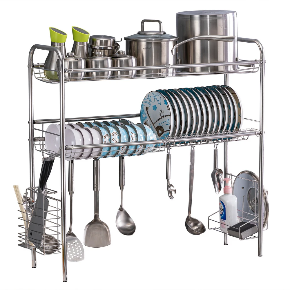 Stainless Steel 1/2Tiers Dish Rack Kitchen Shelf Storage Silver Black Spoon Holder Spice Rack
Stainless Steel 1/2Tiers Dish Rack Kitchen Shelf Storage Silver Black Spoon Holder Spice Rack