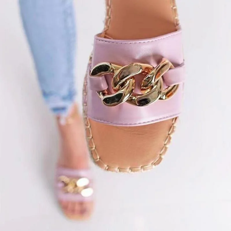 2021 Summer New Fashion Women's Flip Flops Metal Chain Flat Bottom Women's Slippers Soft Sole Fashion Women's Shoes Beach Shoes
2021 Summer New Fashion Women's Flip Flops Metal Chain Flat Bottom Women's Slippers Soft Sole Fashion Women's Shoes Beach Shoes