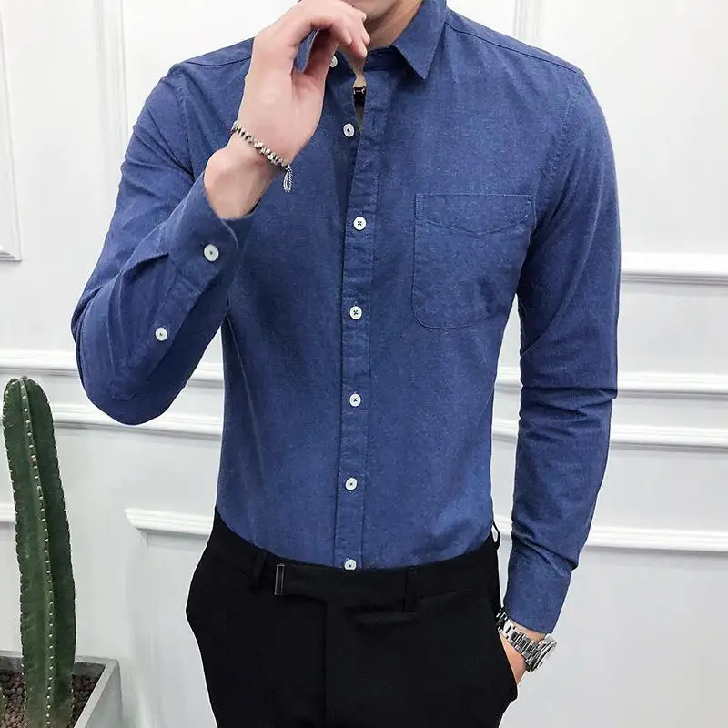 5 Colors Long Sleeve Oxford Shirt Men Single Breasted Plain Pocket Front Streetwear Workout Casual Shirts Male Plus Size
5 Colors Long Sleeve Oxford Shirt Men Single Breasted Plain Pocket Front Streetwear Workout Casual Shirts Male Plus Size