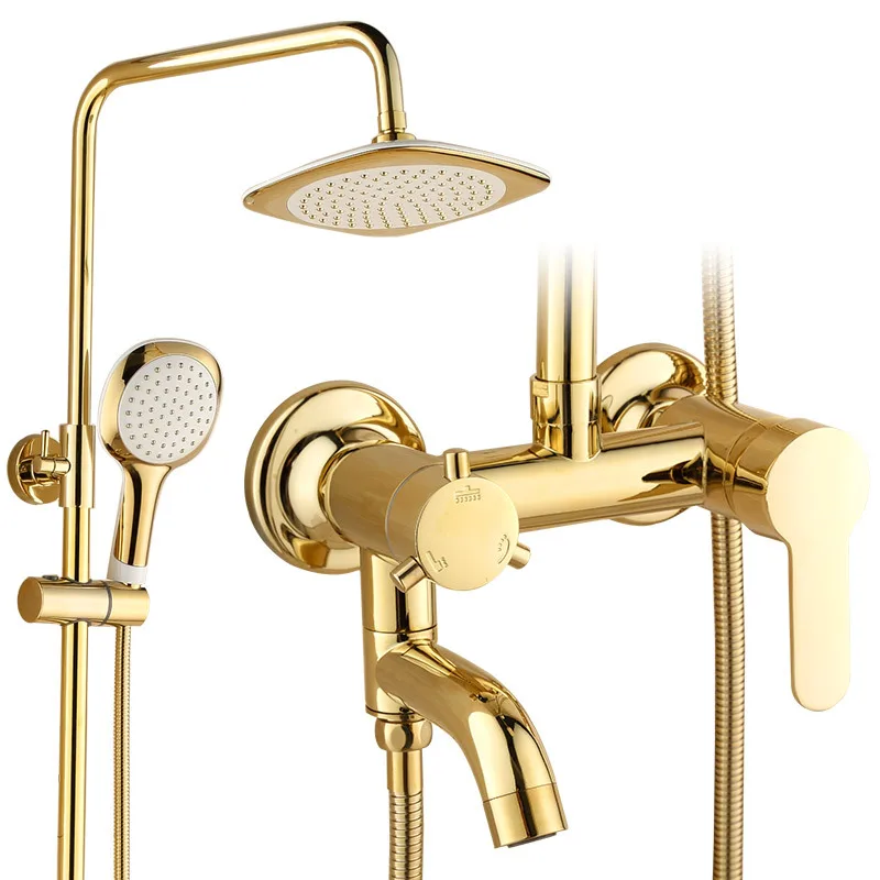 Luxury Gold Brass Bathroom Faucet Mixer Tap Wall Mounted Hand Held Shower Head Kit Bathtub Faucets Shower Faucet Sets
Luxury Gold Brass Bathroom Faucet Mixer Tap Wall Mounted Hand Held Shower Head Kit Bathtub Faucets Shower Faucet Sets