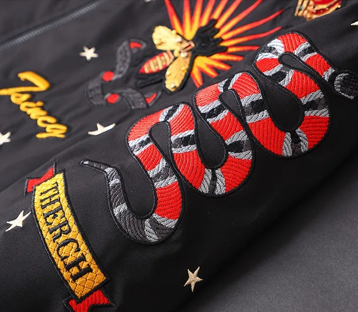 New Men luxury Rib Sleeve Embroidered crown bee snake High couple Baseball Coats & Jackets Abstract digital coat Motor #L02
New Men luxury Rib Sleeve Embroidered crown bee snake High couple Baseball Coats & Jackets Abstract digital coat Motor #L02