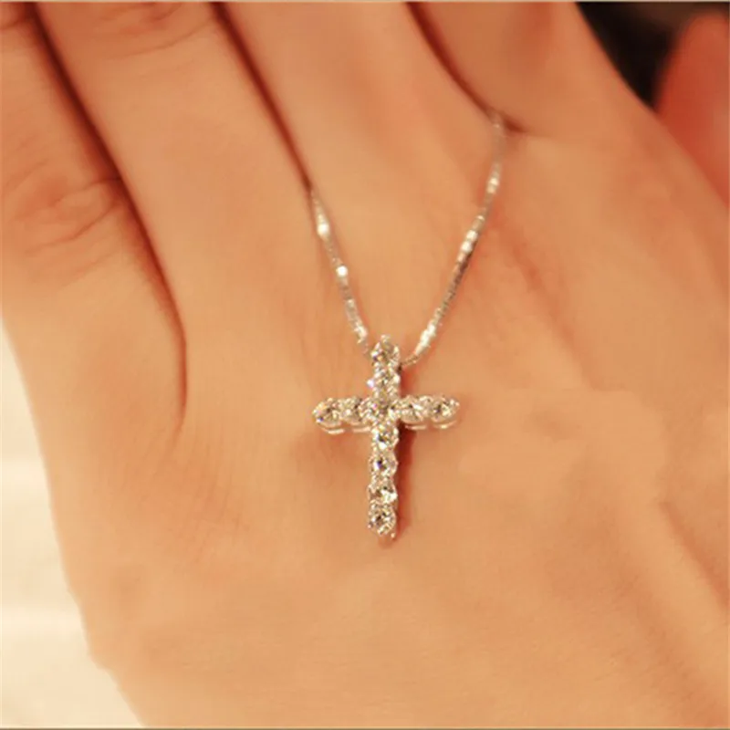BOTU New Latin Cross Charm Necklace with Clear Zircon Elements Crystals Pendant Women's Sterling Silver Genuine Cross Necklace
BOTU New Latin Cross Charm Necklace with Clear Zircon Elements Crystals Pendant Women's Sterling Silver Genuine Cross Necklace
