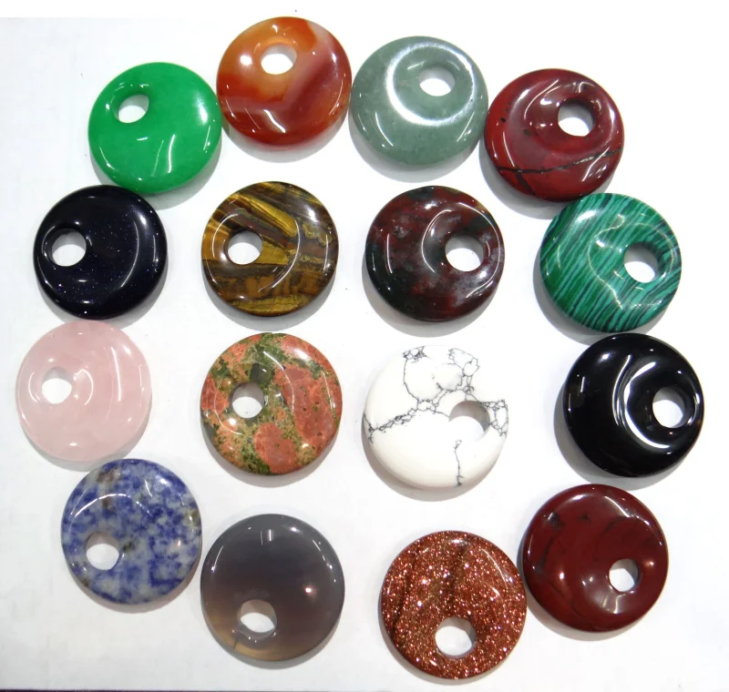 Wholesale Natural Stone Donut Pendant 30mm Round Circle Healing Crystal Aventurine Tiger Eye Stone for Women Men Jewelry 12Pcs
Wholesale Natural Stone Donut Pendant 30mm Round Circle Healing Crystal Aventurine Tiger Eye Stone for Women Men Jewelry 12Pcs
