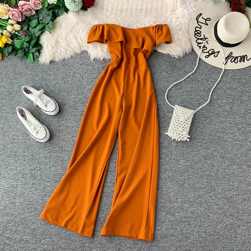 Korean Chic Slim Sexy Summer Playsuits Ruffles Strapless Off Shoulder Jumpsuits Vintage Solid High Waist Bodysuits
Korean Chic Slim Sexy Summer Playsuits Ruffles Strapless Off Shoulder Jumpsuits Vintage Solid High Waist Bodysuits