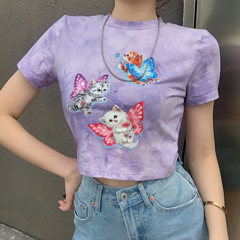 Butterfly Printed Women Casual Short Tee Shirts 2000s Aesthetic Purple Cotton Crop Top Summer Streetwear Basic 90s Fashion Tops
Butterfly Printed Women Casual Short Tee Shirts 2000s Aesthetic Purple Cotton Crop Top Summer Streetwear Basic 90s Fashion Tops