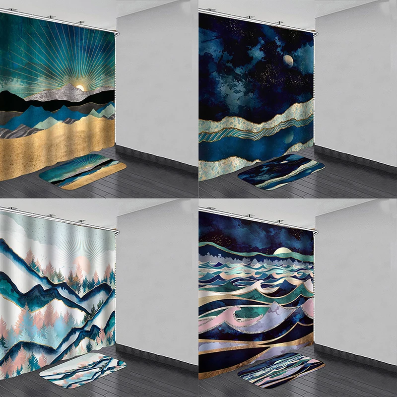 Landscape Style Waterproof Bathroom Shower Curtain With Hooks Bath Mat 3D Painting Bathroom Bathing Curtains
Landscape Style Waterproof Bathroom Shower Curtain With Hooks Bath Mat 3D Painting Bathroom Bathing Curtains