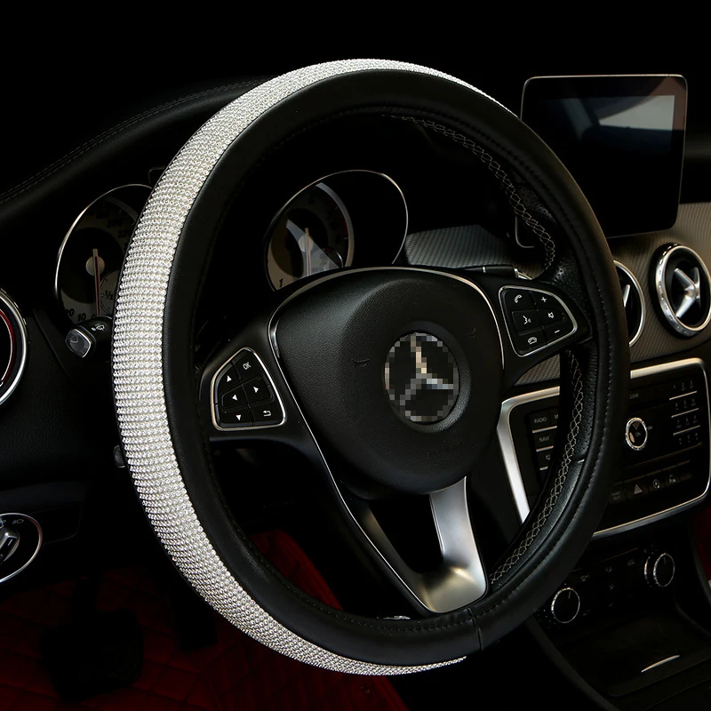Rhinestone Crystal Steering Wheel Cover Diamond PU Leather Universal All Cars Bling Bling Interior Accessories for Women Gift
Rhinestone Crystal Steering Wheel Cover Diamond PU Leather Universal All Cars Bling Bling Interior Accessories for Women Gift
