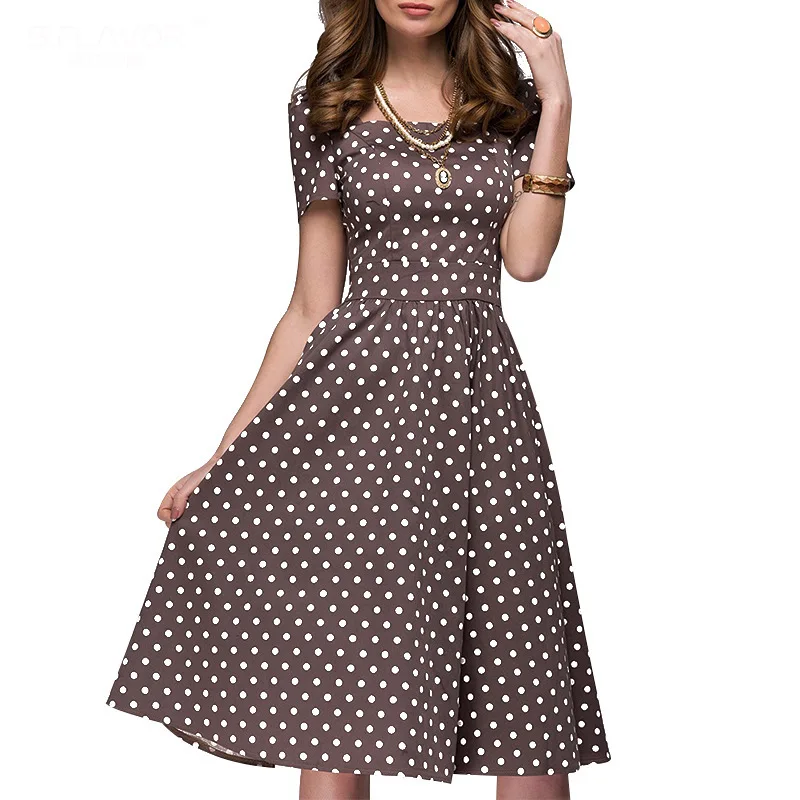 Sexy Women Shrot Sleeve 2021 Summer Casual Dot Print Square Collar High Elastic Dress Plus Size Vintage Swing Vestidos De Festa
Sexy Women Shrot Sleeve 2021 Summer Casual Dot Print Square Collar High Elastic Dress Plus Size Vintage Swing Vestidos De Festa