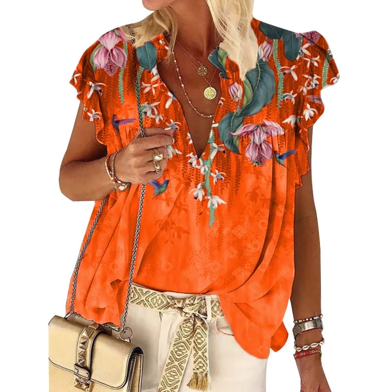 Summer Plus Size Blouse Women Floral Print Short Sleeve V-neck Office Lady Casual Loose Oversized Blouses And Tops Femme
Summer Plus Size Blouse Women Floral Print Short Sleeve V-neck Office Lady Casual Loose Oversized Blouses And Tops Femme