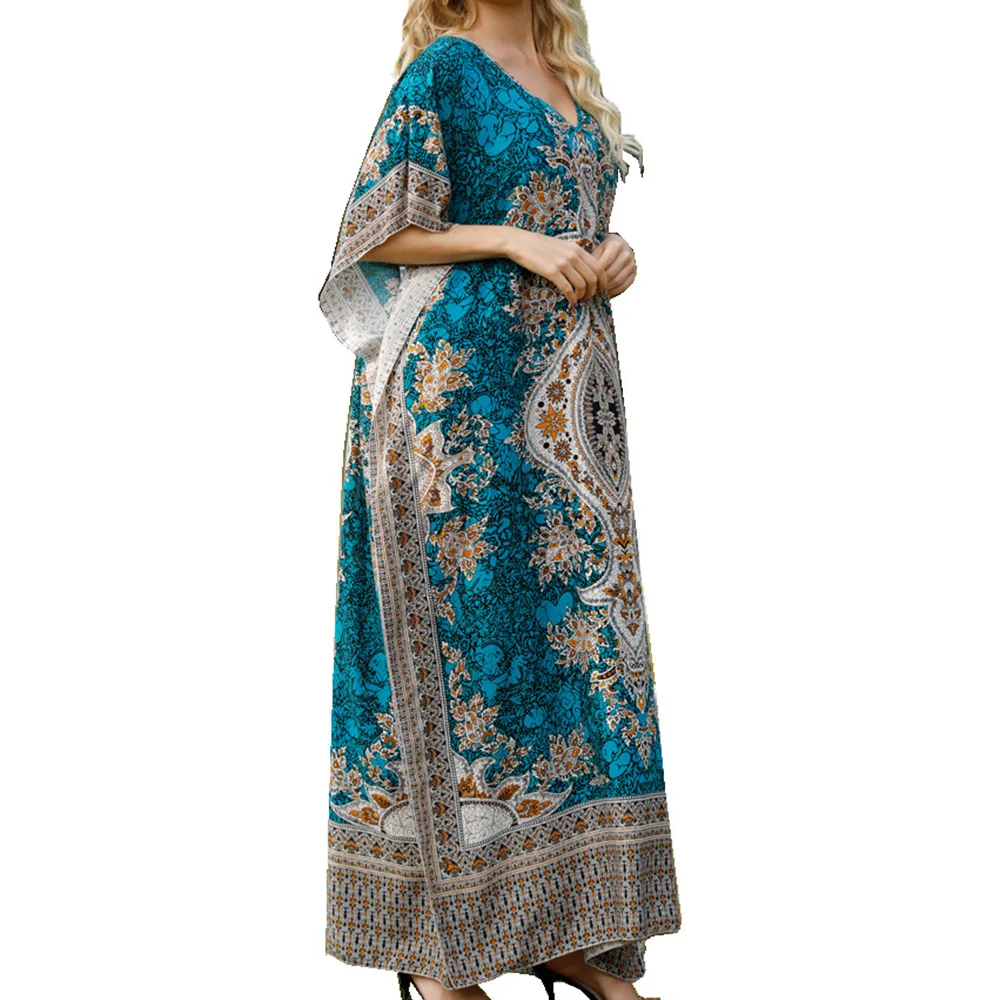 Muslim Style Women's Dress Printing Casual Oversize Loose Indie Split Fork Simple V-neck Bat Sleeve 2021 Spring Summer
Muslim Style Women's Dress Printing Casual Oversize Loose Indie Split Fork Simple V-neck Bat Sleeve 2021 Spring Summer