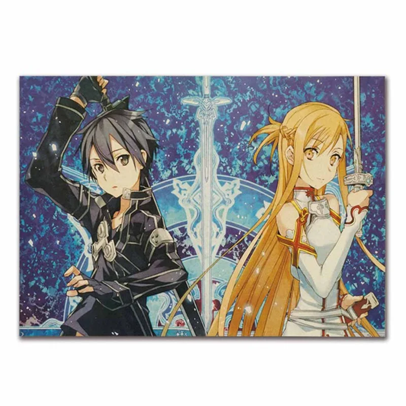 Меч искусство онлайн 2 Kirito Asuna Шелковый постер печать 13x20 дюймов Аниме картины для
