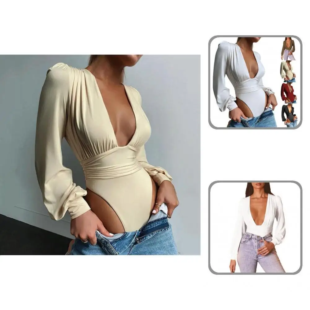 All-Match Stretchy Solid Color Pleated Bodycon Bodysuit Ladies Clothing
All-Match Stretchy Solid Color Pleated Bodycon Bodysuit Ladies Clothing