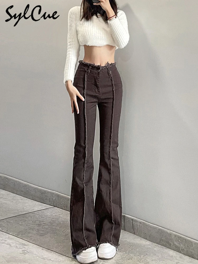Sylcue Retro Fashion Solid Color Disco Raw Edge Open Line Wild Commuter Slim High Street Women's Flared Pants Trousers
Sylcue Retro Fashion Solid Color Disco Raw Edge Open Line Wild Commuter Slim High Street Women's Flared Pants Trousers