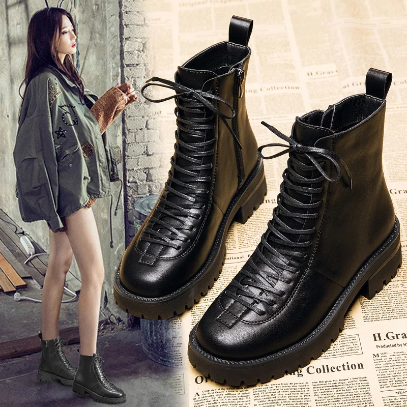 Women's leather Martin boots, women's autumn and winter boots, motorcycle all-match thick-soled inner heightening short boots
Women's leather Martin boots, women's autumn and winter boots, motorcycle all-match thick-soled inner heightening short boots