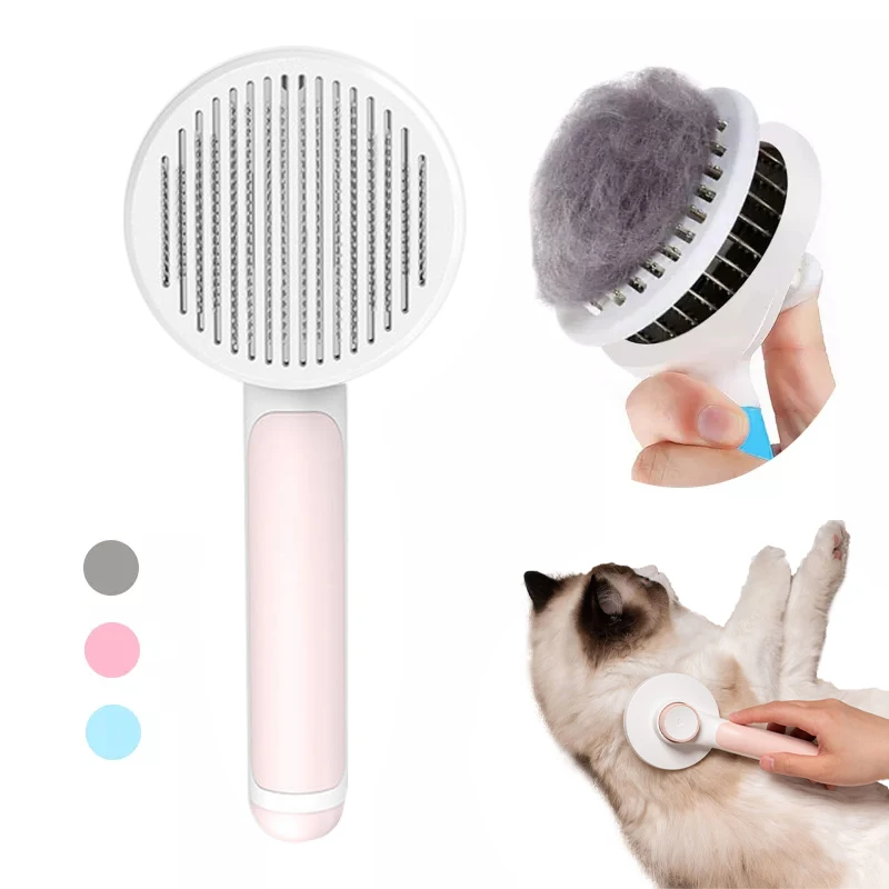 

Self Cleaning Dog Cat Brush Pet Hair Removal Comb Slicker Brush For Puppy Kitten Removes Tangled Hair Beauty Grooming Tool