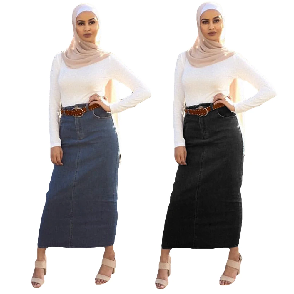 Fashion Long Denim Skirt Vintage Button High Waist Pencil Slim Skirts Muslim Women Bottoming Abaya Stretch Jeans Skirts Faldas
Fashion Long Denim Skirt Vintage Button High Waist Pencil Slim Skirts Muslim Women Bottoming Abaya Stretch Jeans Skirts Faldas