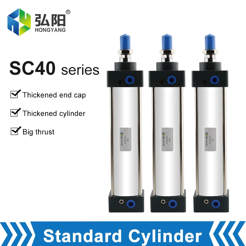 Sc40 Standard Cylinder Aluminum Alloy Pneumatic Components Single Thread Rod Double Acting Air Compression Cylinder
Sc40 Standard Cylinder Aluminum Alloy Pneumatic Components Single Thread Rod Double Acting Air Compression Cylinder