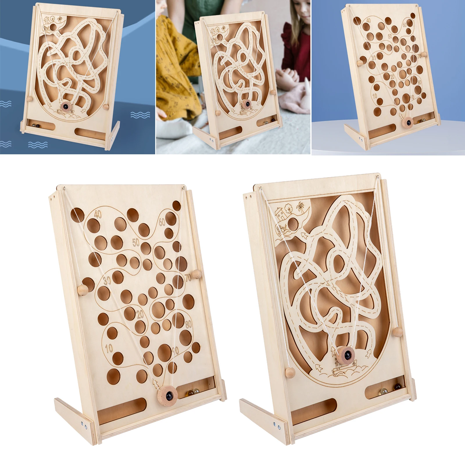 Montessori Wood Maze with Marble Children Balance Family Table Board Game 
Montessori Wood Maze with Marble Children Balance Family Table Board Game