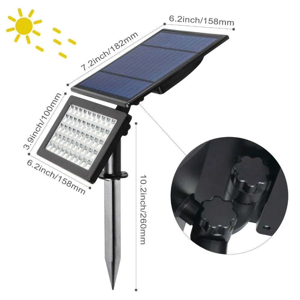 Solar Lights Outdoor 50 LED 2 Modes Solar Wall Lights Adjustable Security Lighting Spotlights for Yard Lawn Step Walkway Garden
Solar Lights Outdoor 50 LED 2 Modes Solar Wall Lights Adjustable Security Lighting Spotlights for Yard Lawn Step Walkway Garden
