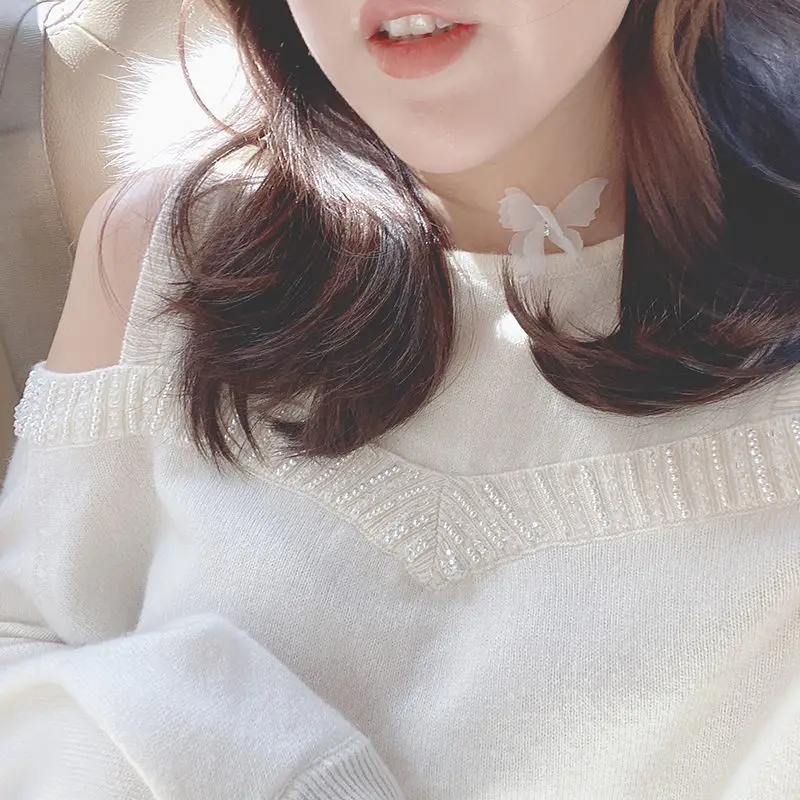 Women 2021 Early Spring Fashion Off-shoulder Sweater Tops Female Long Sleeve Loose Pullovers Ladies Solid Color Knit Tops Y325
Women 2021 Early Spring Fashion Off-shoulder Sweater Tops Female Long Sleeve Loose Pullovers Ladies Solid Color Knit Tops Y325