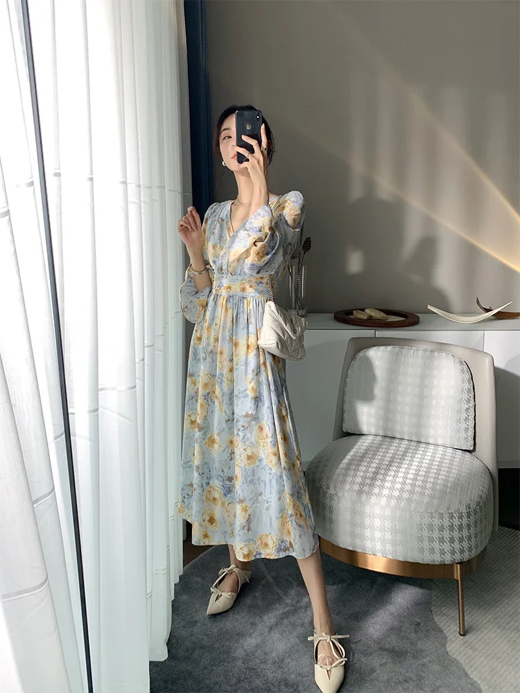 Women's Summer Sundresses Printed Bouquet Waist Pleated Robe Full-Sleeved Ruffled Double Layer Elegant Fashion Dress Vestido
Women's Summer Sundresses Printed Bouquet Waist Pleated Robe Full-Sleeved Ruffled Double Layer Elegant Fashion Dress Vestido