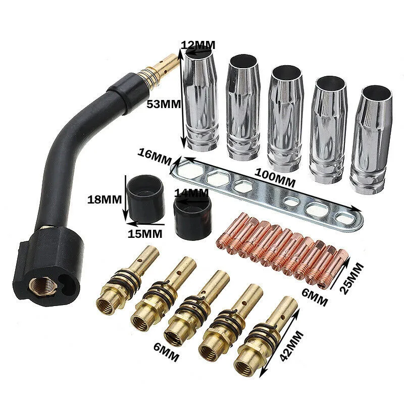 24 Pcs 15AK MIG/MAG M6 0.8 Welding Torch Contact Tip Holder Gas Nozzle Wear Parts For Welding Equipment Accessories
24 Pcs 15AK MIG/MAG M6 0.8 Welding Torch Contact Tip Holder Gas Nozzle Wear Parts For Welding Equipment Accessories